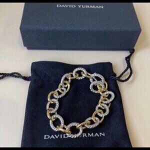 David Yurman Oval Link Chain Bracelet in Sterling Silver with 18K Gold 19 cm